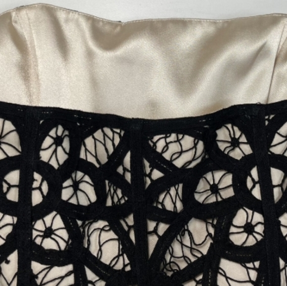 NEW Betsey Johnson dress black lace gold satin drop waist bow corset pouf mini 2 - Picture 7 of 10